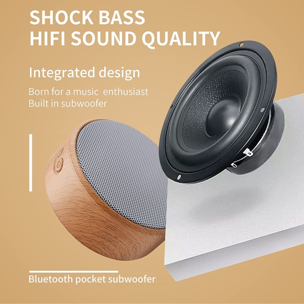 Bärbar Bluetooth högtalare, Retro Wood Grain trådlös högtalare, Black