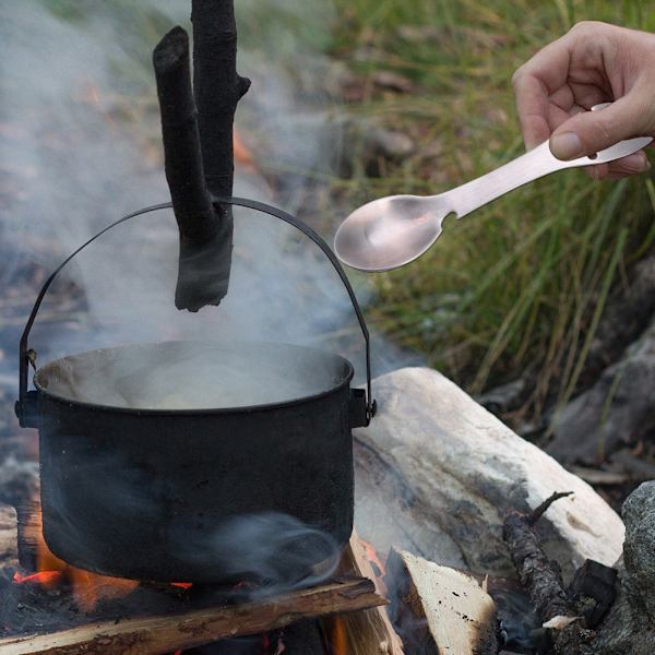 5 i 1 Bärbar Multifunktionssked Gaffel Flasköppnare Burköppnare Sågtandskärare För Camping Picknick