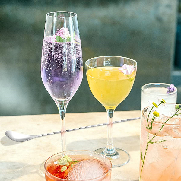 2 stk. Cocktail Mixing Glass Bar Ske - Langskaftet Rustfrit Stål Drikkekande Mixer til at Køle og Blande Omrørte Drikke