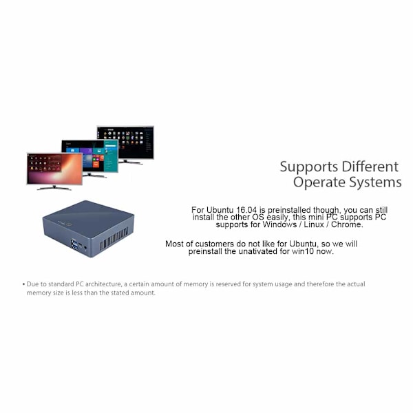 Högpresterande Mini PC för Win10 / intel i5 8250U Quad Core 100-240V 8+256GB SSD AU