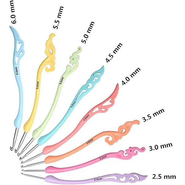Heklenåler 8 stykker forskjellige størrelser (2,5 mm-6,0 mm) Glatt