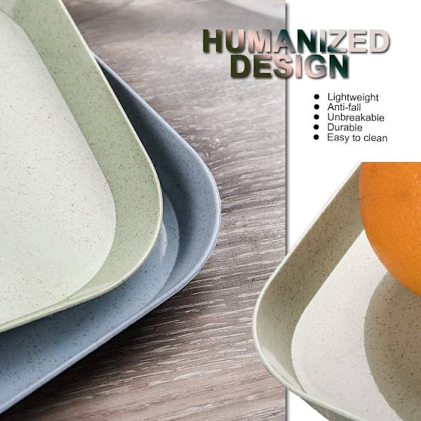 4 x 15 cm firkantede hvedehalmplates, ubrydelige og