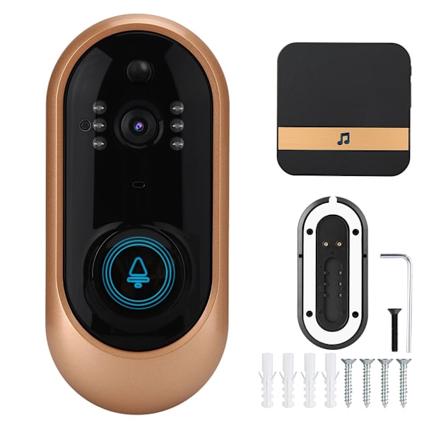 1080P HD Smart Trådlös WIFI Videodörrklocka Säkerhets PIR Kamera Dörrklocka (WIFI + 1 Dingdong EU)