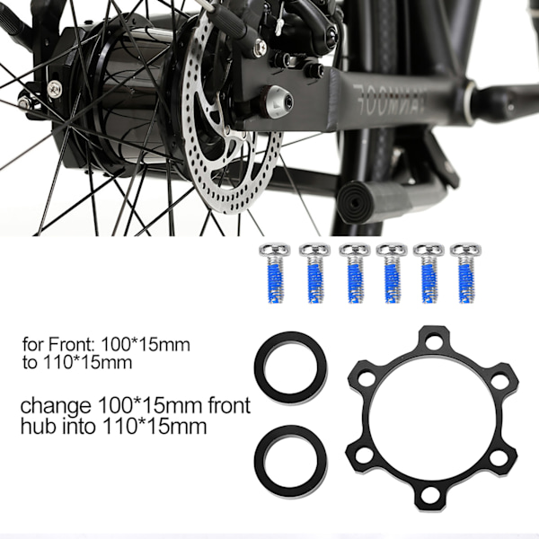 Adapter för konvertering av cykelnav i legering 100*15 till 110*15 cykeltillbehör (för fram)