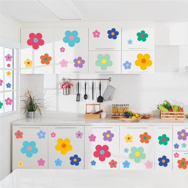 8 stk fargerike små blomster veggklistremer søte retro blomster
