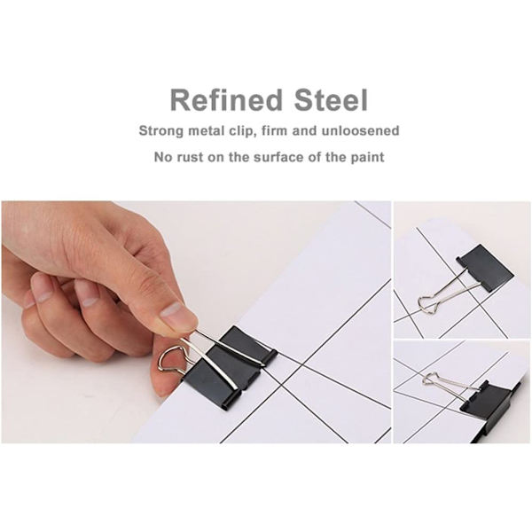 Store Binder Clips 1,6 tommer (24 pakke), Store Papirklemmer til