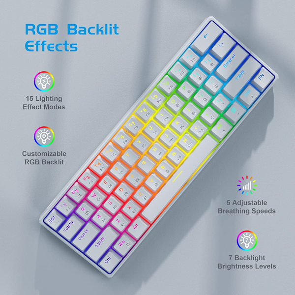Bluetooth/2.4G/USB 60% Mekanisk Gamingtangentbord RGB Hotswappable PBT Keycaps Trådlöst/Trådbundet Tangentbord för Windows PC Gamer