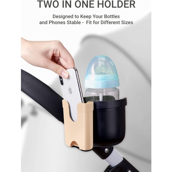 Universal mugghållare, barnvagns mugghållare med telefonhållare, Str