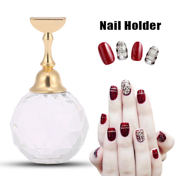 Magnetisk nagelspetsövningsställ baslegeringhållare nagelkonstdisplay färgglad sfärisk kristall