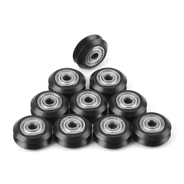 10 stk. V-slots modeller remskive til 3D-printer, V-slot POM plast remskive kuglelejer V leje passiv remskive (sort)