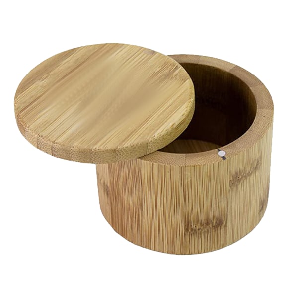 Täysin Bamboo Salt Cellar Bambu säilytyslaatikko magneetilla