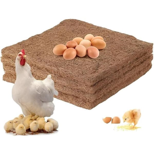 Set med 4 reden – kokosfiberfoder för hönshus, trädgårdsfoder för hönshus och betesmark, fjäderfätillbehör (16 cm x 16 cm)