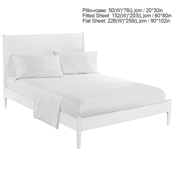 Soft Bed Sheets Set Bedspread Deep Pocket High Quality Bedding Set Creamy-White QUEEN Size 4Pcs