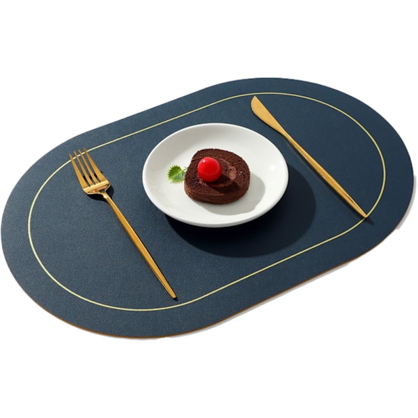 Faux läder placemats set om 4 - Dubbelsidig färg oval
