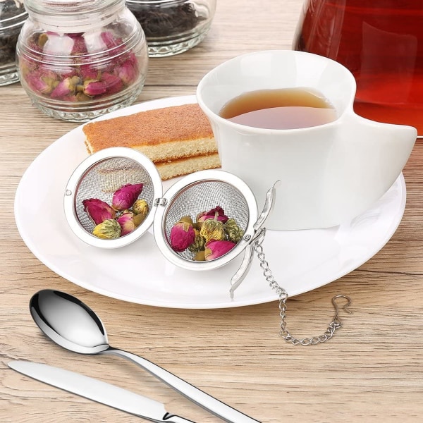 2 rostfria tebollar, nät teinfuser filter