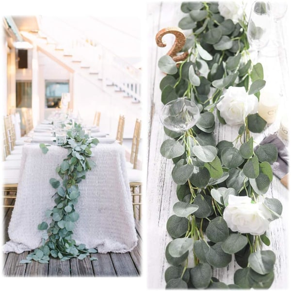 Artificiell Eucalyptus Garland 12 FT Bröllopsbågedekorationer