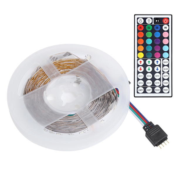 Vattentät RGB LED-strip för oändliga designmöjligheter, dubbla utgångar RGB-kontroller säkerställer dynamisk belysning, manuell 44-knapps fjärrkontroll,