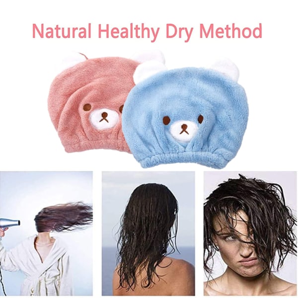 2 delar barns snabbtorkande hår Handduksmössor, Quick Dry Turba blue + pink