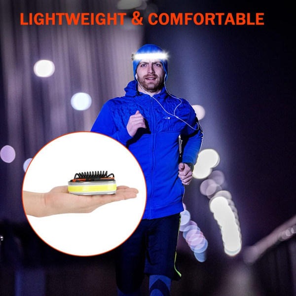 Ljus LED-strålkastare, lätt vattentät pannlampa för vandring,
