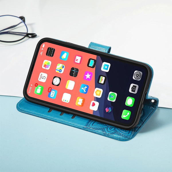 PU Läder Stativ Korthållare Strap Flip Cover för iPhone 14