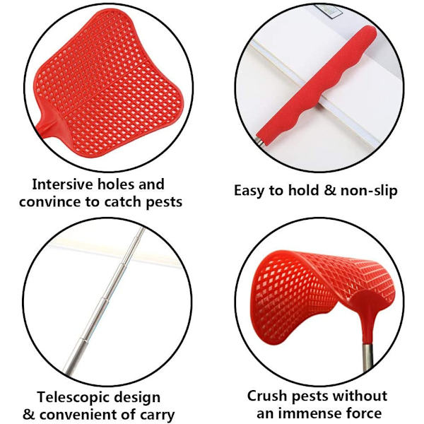 foxany Fly Swatters Extendable, Durable Plastic Fly Swatter