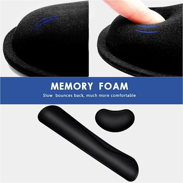 Stöd för datortangentbord och musmatta Memory Foam Set Enkelt att skriva och smärtlindring i handleden Ergonomisk lätt anti-sladd handledskudde för kontor