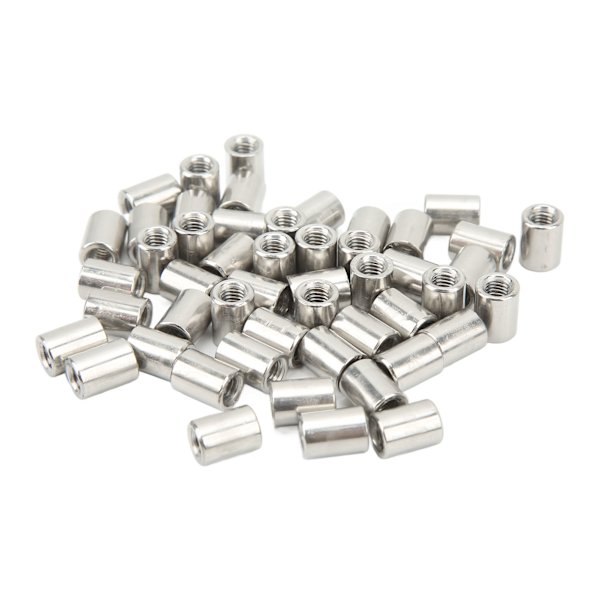 50 stk. Koblingsmøtrik Rundstangforbindelse Hun-gevind 304 Rustfrit Stål M6x1.0 10 L13mm