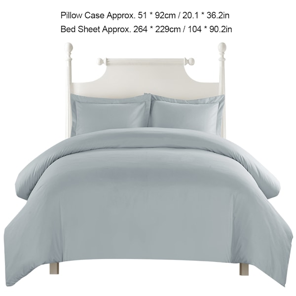 Blå Comforter Set Twin Queen King Tryckt Bomulls Sängkläder Set Mjukt enkelt (USA-king Ljusgrå)