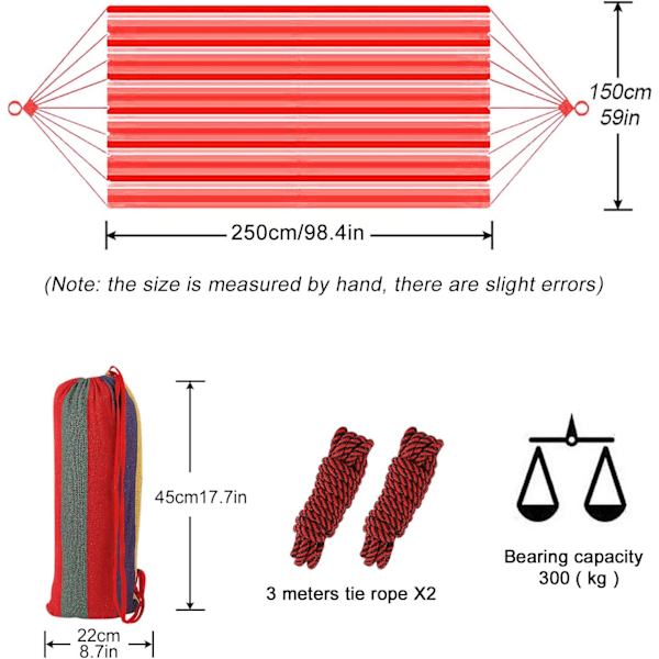 Sooair Ultralekea ulkoilmaretkeilyriippumatto, puutarha riippumatto, kantavuus 300 kg, matkariippumatto 2 x nailonhihnalla puutarhamatkoille