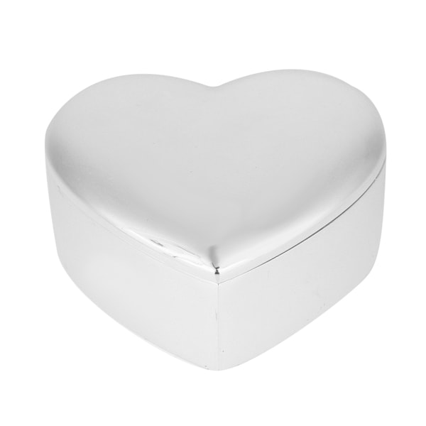 Mini bärbar hjärtformad förvaringslåda dekoration smyckeskrin hållare (silver)