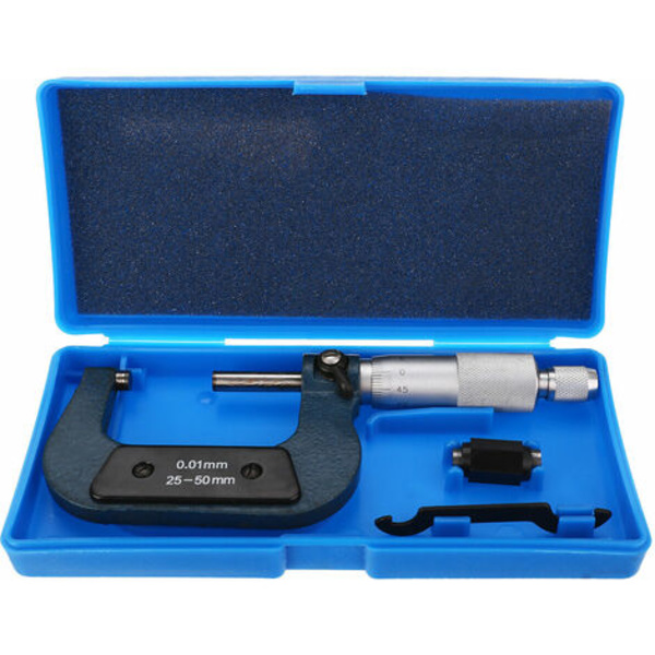 25-50 mm Ekstern metrisk / Utvendig mikrometer, måling og hus