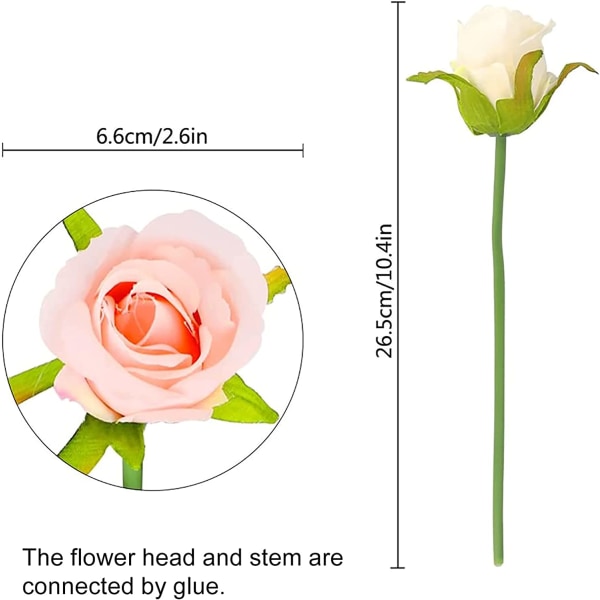 CEWOR 24 Heads Artificiella Rose Blommor Bukett Siden Blommor