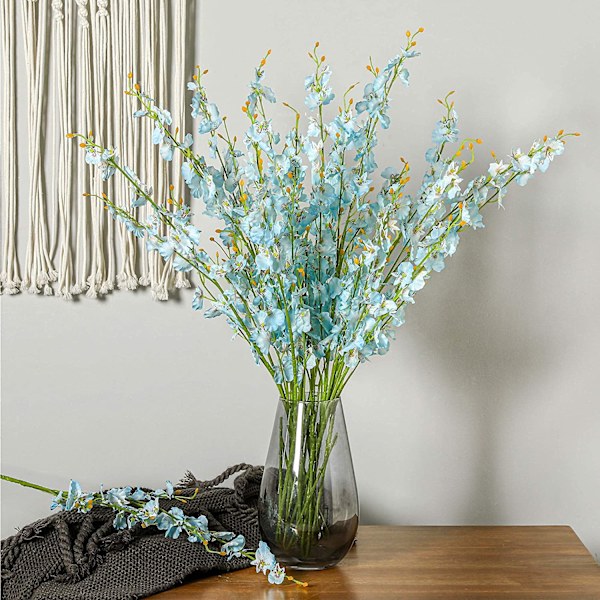 12 st sidenblommor, konstgjorda orkidéer med lång stjälk