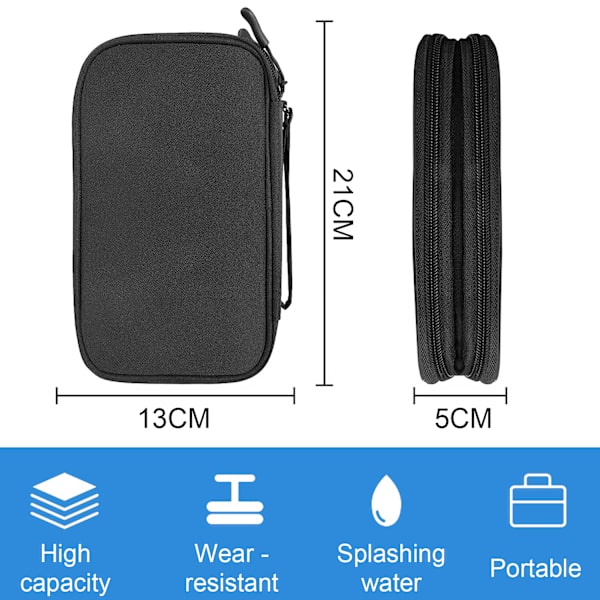 Elektroniktillbehör Organizerväska, Resekabel Organizerväska, Vattentät Bärbar Dubbla Layers Travel Gadget Bärväska för Kabel, Power Bank,