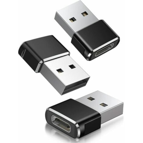 USB C hona till USB A hane adapter 3-pack, typ C USB A laddare