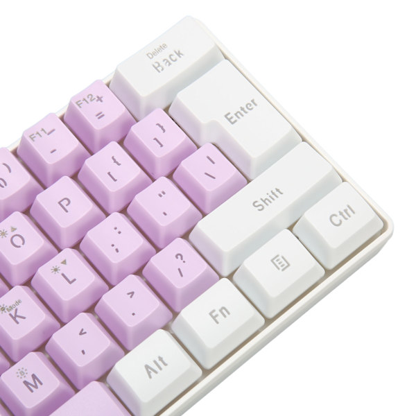 Speltangentbord USB 61 tangenter RGB bakgrundsbelyst ergonomisk kontrastfärg platsbesparande trådbundet tangentbord för stationär bärbar dator vit lila