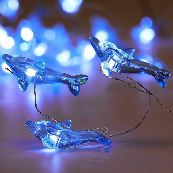Delfiinin muotoiset koristeelliset valosarjat, 10ft 40 LED 8 tilaa viileä valkoinen