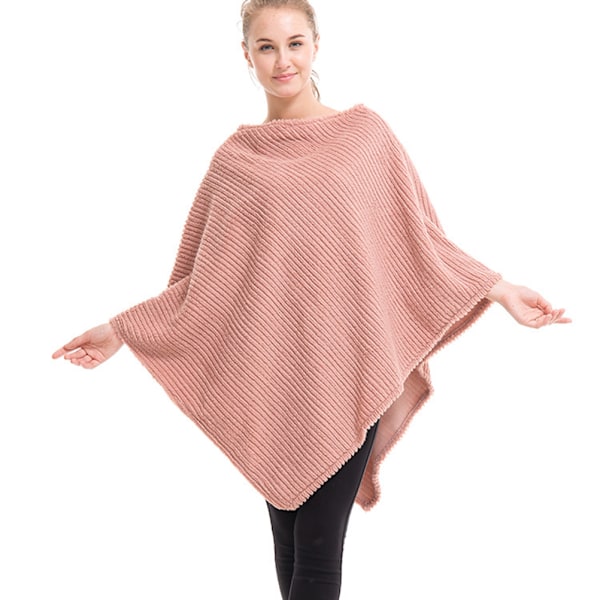 Dame Strikket Sjal Poncho Kappe Kunstig Ull Pullover Mote Løstsittende Bluse