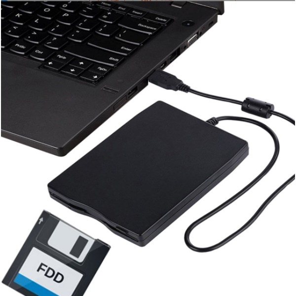USB-diskettstasjon, ekstern USB-diskettstasjon 1,44 MB Slim Plug and Play FDD-stasjon for PC Windows 2000/XP(Sort)