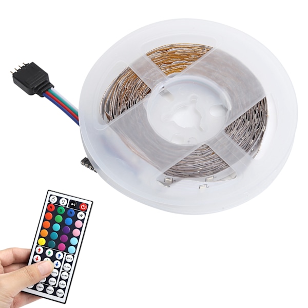 Vattentät RGB LED-strip för oändliga designmöjligheter, dubbla utgångar RGB-kontroller säkerställer dynamisk belysning, manuell 44-knapps fjärrkontroll,