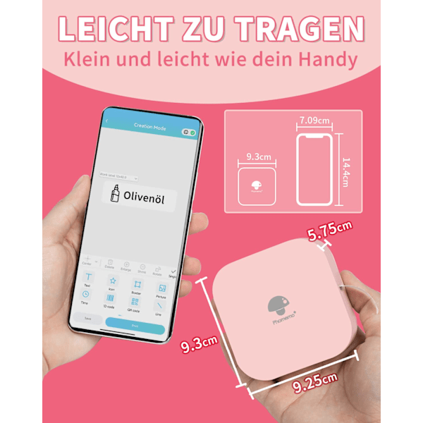 Bluetooth-etikettskrivare, självhäftande etikettmaskin kompatibel med iOS Android, bärbar minietikettmaskin för hemmakontorsskoletikettering