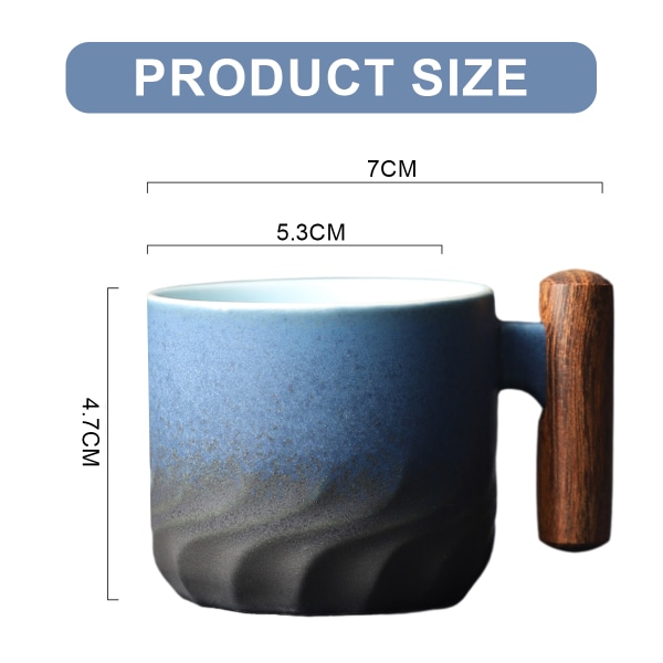 Trehåndtak kaffekopp keramisk kaffekopp kaffepillekopp keramisk tekopp keramisk liten kopp kaffe eller te med 70ml.
