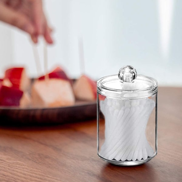 4-pack 10oz plastbomullstussbollhållare i akryl