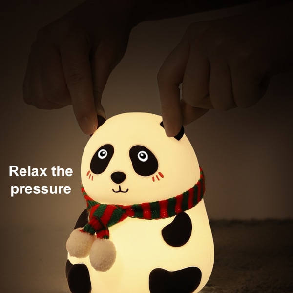 Luova Panda Yövalo USB Ladattava Silikonivalo