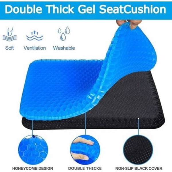 Gel Memory Seat Cushion, Gel Cushion, Ergonomic Orthopedic Chair Cushion for Office, Car, Anti-Bedsore Coccyx Cushion (Blue)