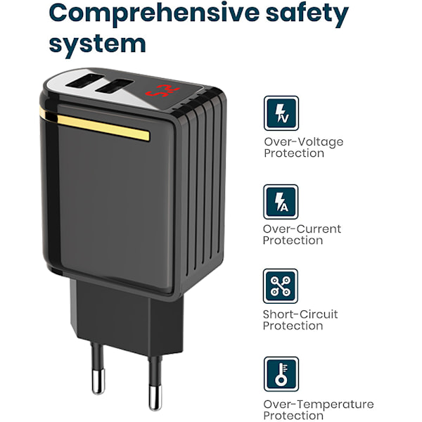 Dual Port Digital Display Lader Kreativ Universell USB Lading