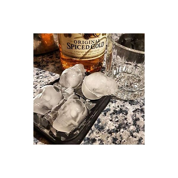 Dödskalleisbitsform, 2 st isbitsformar, superflexibel isbitsform i silikon, 3D dödskalleisbitsform för whisky, cocktails och