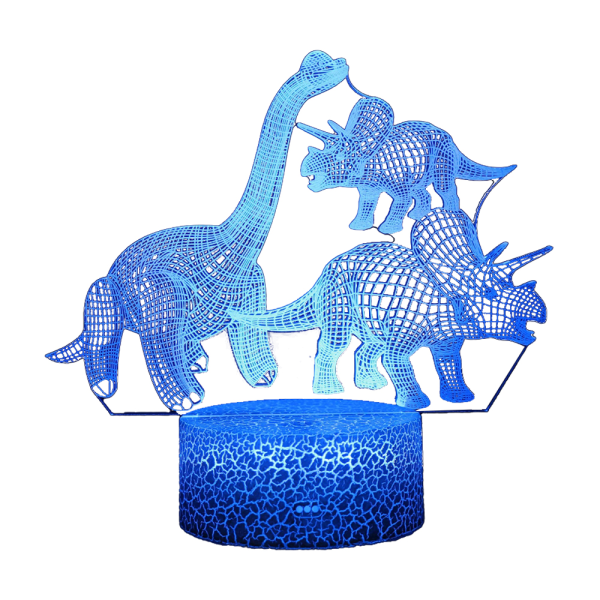 Dinosaur-serie fargerik 3D nattlys, kreativ gave lampe tabl