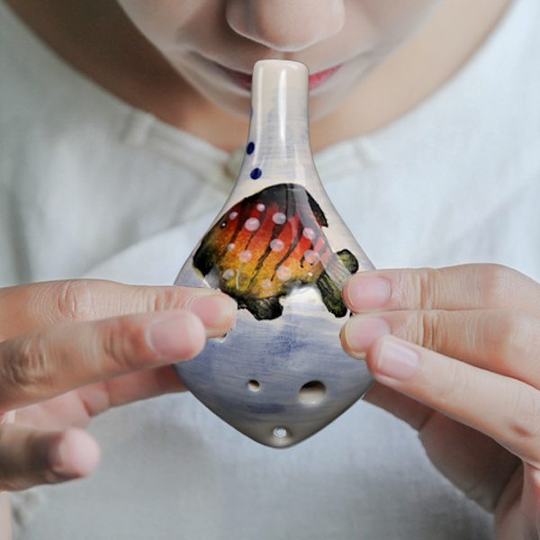 6-hullet Ocarina, Alto C, Glaseret Keramik, Smukt Design, Gaveidé