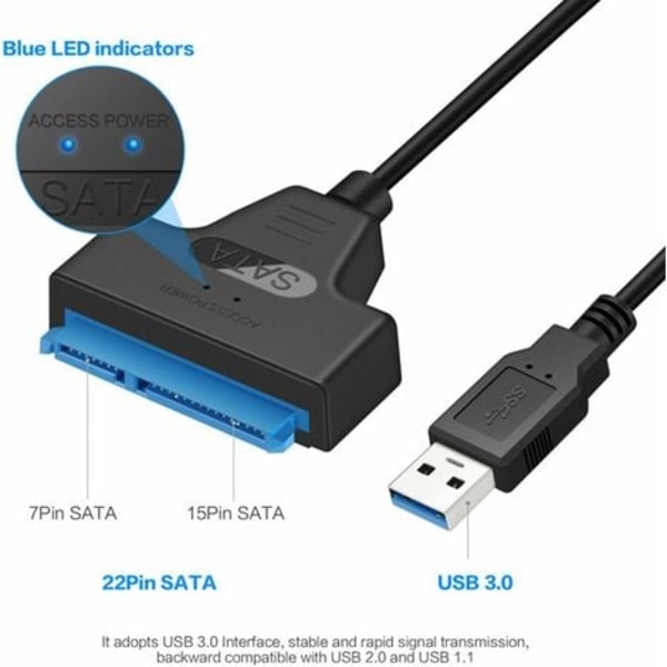 Rose-Cable USB till SATA-adapter för 2,5 SSD/HDD-enheter, extern